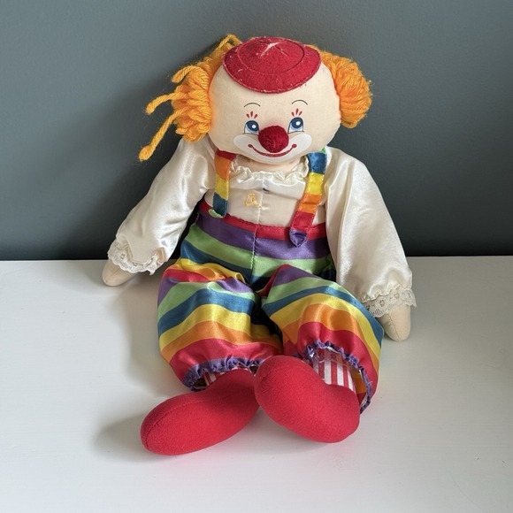 Vintage RUSS BERRIE & CO. Charlie The Clown #719 16" Rainbow Romper TLC T73 - Picture 1 of 8